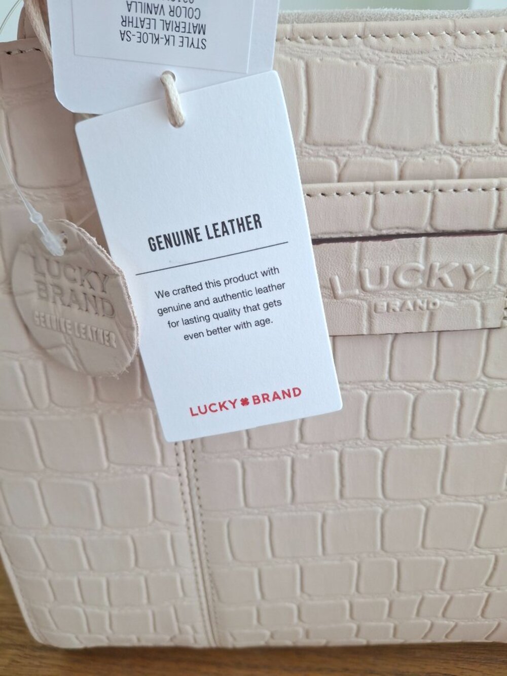 (New) Lucky Brand – Kloe Faux Croc Leather Satchel Shoulder Bag (Vanilla) - Picture 12 of 13